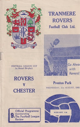 Tranmere Rovers v Chester Match Programme 1968-08-21